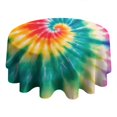 thumbnail image 4 of Colorful Rainbow Tie Dye Spiral Pattern Round Tablecloth 60"x60",Wrinkle Wipeable Table Cloth for Kitchen Dining Room Picnic Patio Party, 4 of 6