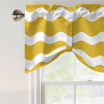 thumbnail image 4 of Tie Up Valance for Windows Yellow and White Stripes Curtains Valances Rod Pocket Valance Window Treatments Sea Wave Balloon Curtains for Kitchen Living Room Bedroom Bathroom Decor 42x12 Inch, 4 of 9