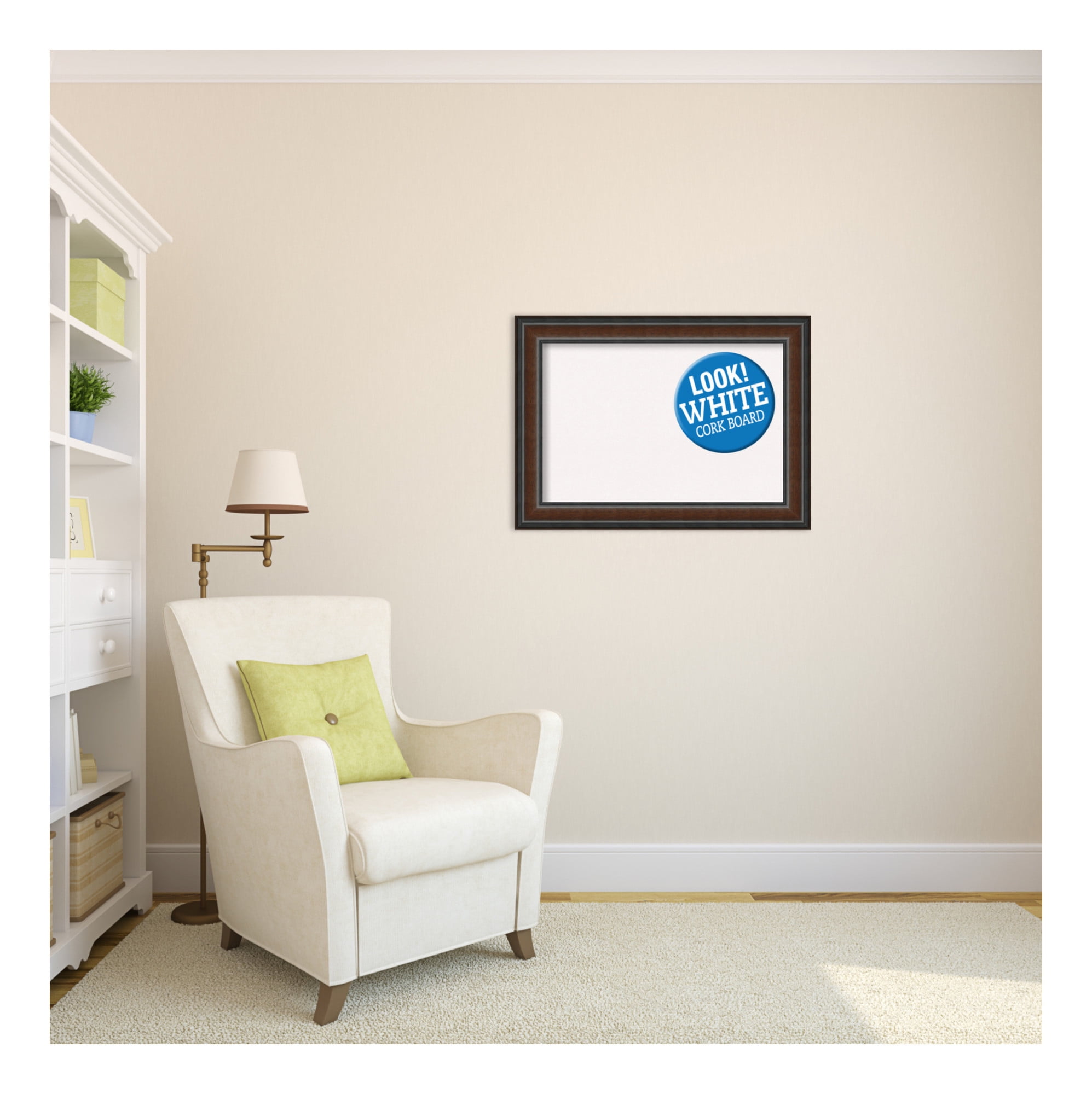 Amanti Art Natural Cork Board Wood Framed Cyprus Walnut Bulletin Board 29 in. x 21 in.