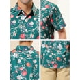 thumbnail image 7 of MODA NOVA Big & Tall Men's Short Sleeve Printed Button Front Beach Hawaiian Shirt Green White 42, 7 of 7