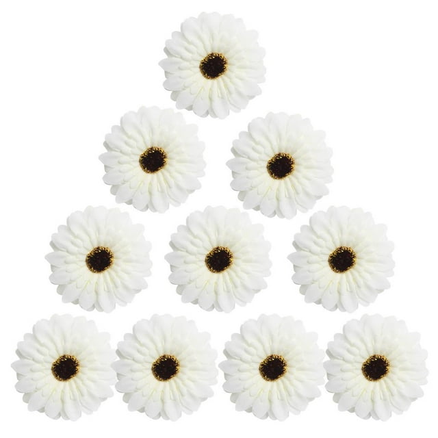 10x Cabezas de flores Cabezas de flores Flores dispersas con patrón de margaritas, Diámetro: crema