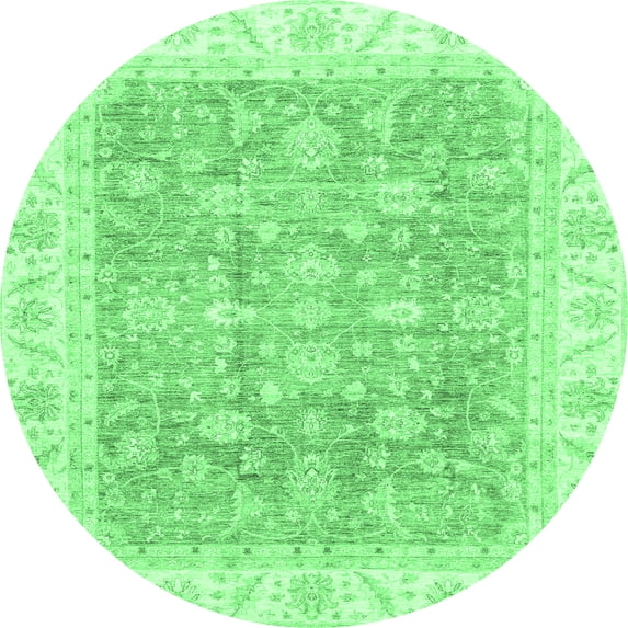 Ahgly Company Indoor Round Oriental Emerald Green Traditional Area Rugs, 6' Round