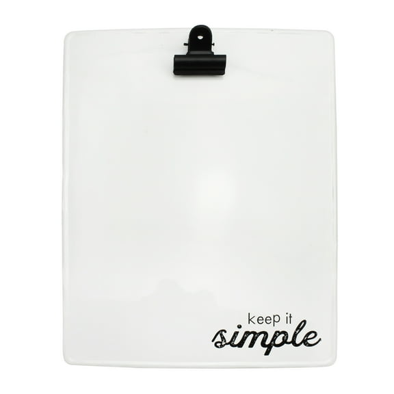 AuldHome Design Rustic White Metal Clipboard, Enamelware Farmhouse Style Keep it Simple Clipboard