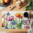 thumbnail image 2 of Placemat Set of 6 Yellow Pink Tulips Placemats for Dining Table Wildflowers Butterfly Washable Table Mats for Kitchen and Party Decor Indoor & Outdoor Use, 2 of 8