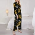 thumbnail image 4 of Kll Hohey Bee Golden Embroidery Print Women'S Long Sleeve Pajamas With Pants Sleepwear Loungewear 2 Set-Xx-Large, 4 of 9