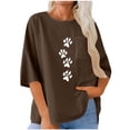 thumbnail image 6 of Gamivast Womens Tops Tees & Blouses Paw Print Loose Fit Boat Neck 3/4 Sleeve Tops Casual Tops Pocket Texture Summer Daily Vacation Outfits, 6 of 7