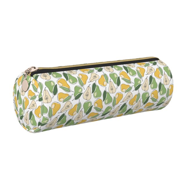 Disketp Fruit Pears Estuche Organizador de Lápices de Cuero, Estuche de Oficina con Cremallera para Bolígrafo y Lápiz