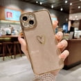 thumbnail image 4 of Compatible with iPhone 13 Glitter Plating Love Heart Case, Cute Luxury Electroplated Bling Sparkly Glitter Shiny Case for Women Girls Soft TPU Shockproof Camera Protective Back Cover - Glod, 4 of 10
