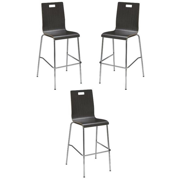 Home Square 30" Stylish Laminate Bentwood Bar Stool in Espresso - Set of 3