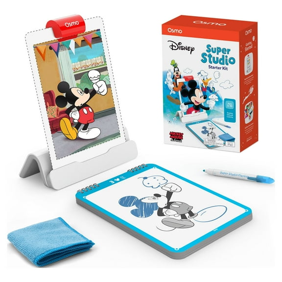 Osmo - Super Studio Disney Mickey Mouse & Friends Starter Kit - Age 6-12 - Learn Disney Drawings, 100  Cartoon Drawings, Erasable Drawing Board, Sketchbook, Drawing Pad, Art Sets, STEM Educational Toy