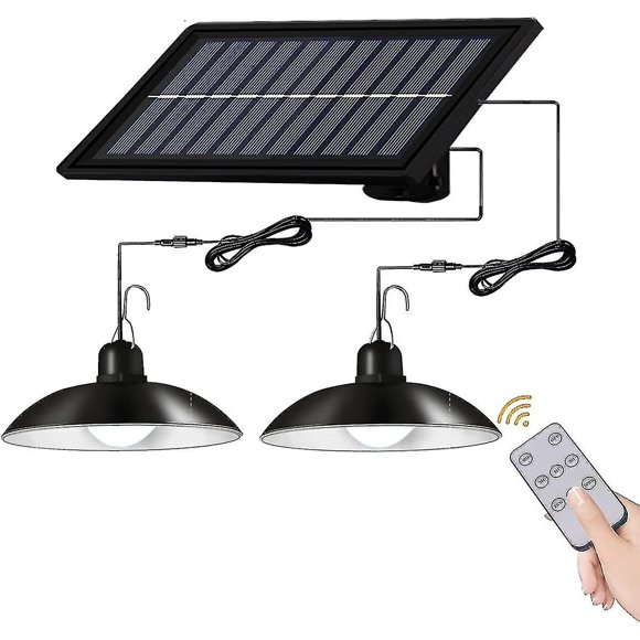 Solar Pendant Lights Indoor Ip65 Waterproof Lamp for Corridor Outdoor Shed Barn Gazebo Double Head