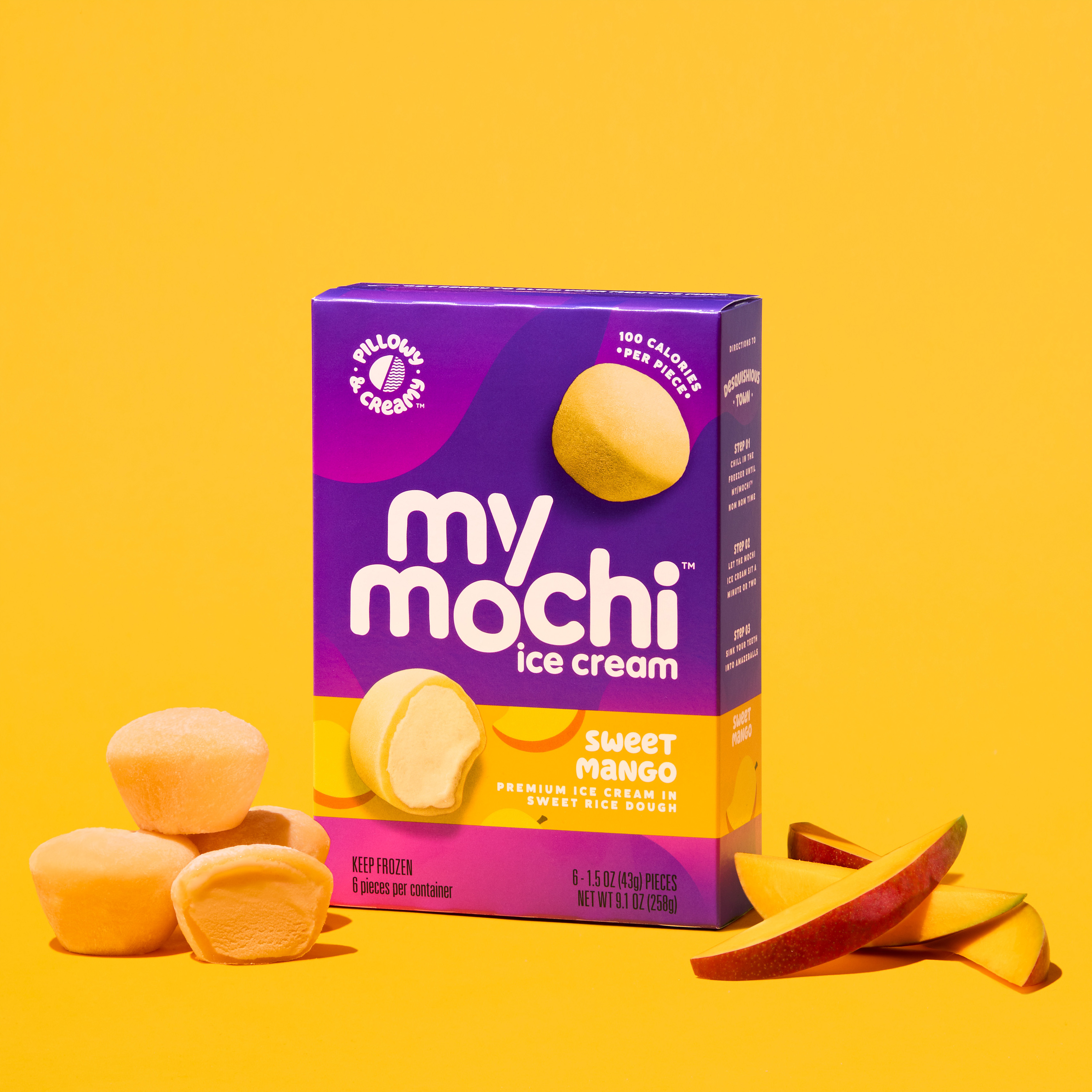 My Mochi Ice Cream Sweet Mango 6 Count 1 5oz Pieces Walmart Com