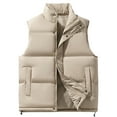 thumbnail image 4 of Daznico Mens Winter Jacket - Solid Color Concealed Zipper Vest Padded Warm Sleeveless Quilted Jacket Winter Outdoor Insulated Layer -Winter Coats for Men,Color:Khaki,Size:3XL, 4 of 5