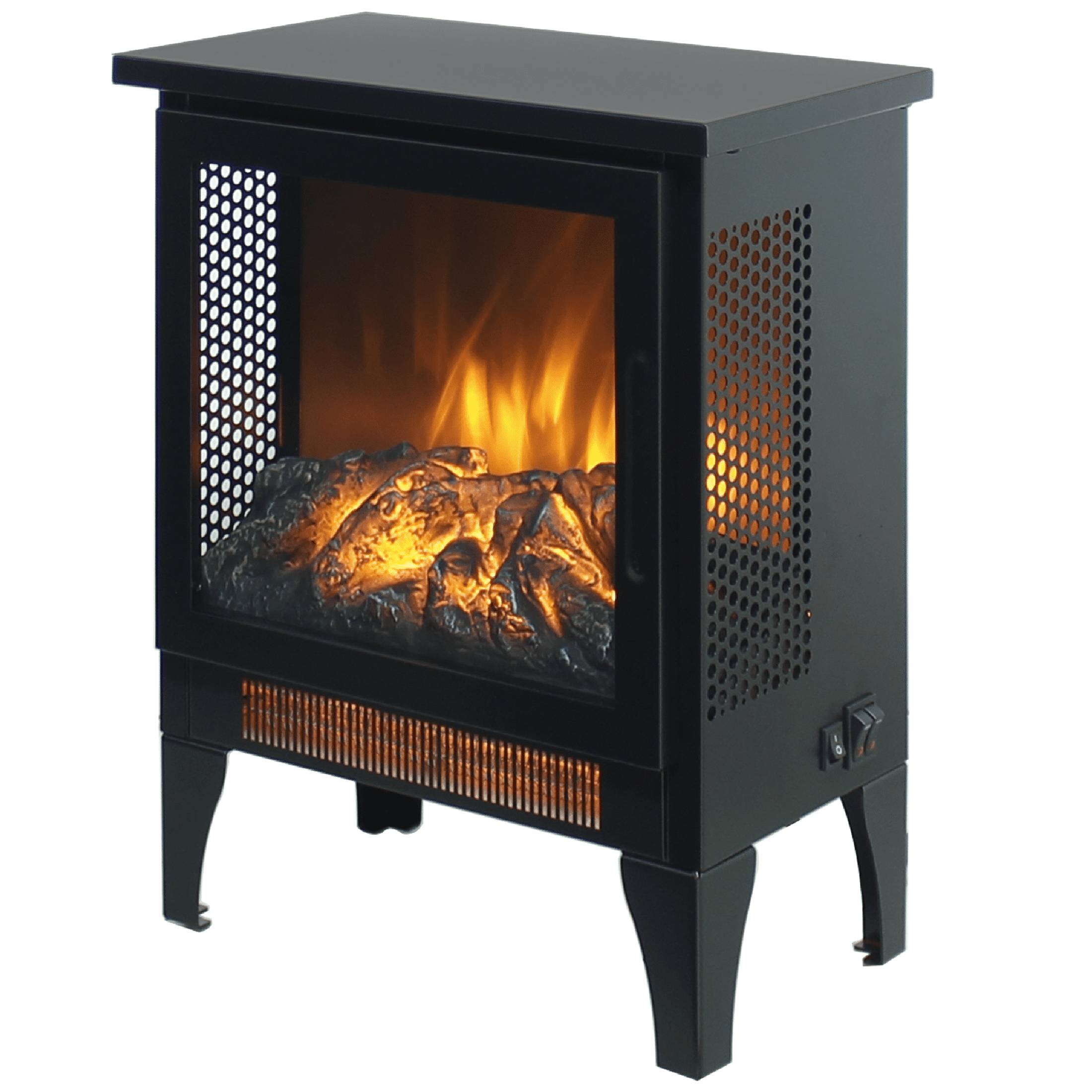 Electric Fireplace Stove Heater, PAPROOS 17" Freestanding Fireplace Stove, 3D Realistic Flame Effect, Fireplace Heater for Home Bedroom,Overheat Protection, CAS Certified, 1400W/700W, Black