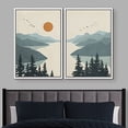 thumbnail image 5 of IDEA4WALL Framed Canvas Print Wall Art Green Pastel Watercolor Mountain Valley, Birds, River Abstract Landscape Modern Art for Living Room, Bedroom, Office - 24"x36"x2 White, 5 of 5