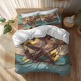 thumbnail image 7 of Queen 4 Piece Bedding Set Retro Country Star Sunflower Berry Soft Breathable Duvet Cover and Pillowcase,Farmhouse Wood Board Duvet Cover Set Washable Bed Sheets for Bedroom Dormitory Guest Room, 7 of 7
