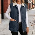 thumbnail image 3 of Otntypg Womens Quilted Collared Puffer Vest with Pockets Lightweight Casual Fall Winter Thick Warm Snap Button Down Full Zip up Outerwear Jackets, 3 of 10