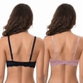 thumbnail image 2 of Curve Muse Women's Plus Size Push Up Add 1 Cup Underwire Perfect Shape Lace Bras-2Pk-Black,Mauve-34D, 2 of 2