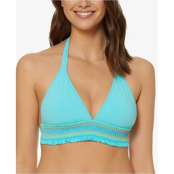 Bleu by Rod Beattie Women's Stitch-Trim Halter Top Swimsuits, Turquoise, 4