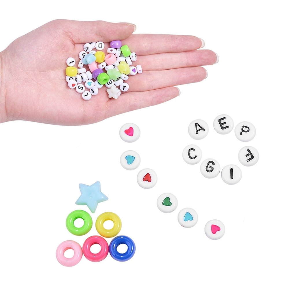 DIY Kids Bracelet Jewelry Kits with Acrylic Beads Clear Elastic Crystal Thread Stainless Steel Big Eye Beading Needles Mixed Color Flat Round Beads: 7x4mm Hole: 1~1.3mm 1440pcs