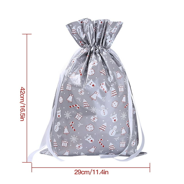 Workhe Christmas Candy Bag Drawstring Cookie Snacks Wrapping Packing Drawstring Gift Bag Pouch Xmas Printed Party Gift M