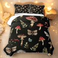 thumbnail image 2 of Homewish Boho Plant Mushrooms Twin Quilt Set,Floral Butterflies Dragonflies Twin Coverlet Set,Black Reversible,2 Pieces, 2 of 7