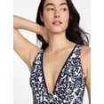 thumbnail image 4 of Time and Tru Women's and Women's Plus Shell Stitch Plunge One-Piece Swimsuit, Sizes XS-3X, 4 of 5