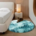 thumbnail image 2 of Round Rug 4Ft Washable Non-Slip, Teal Mountain Circle Area Rugs for Living Room Bedroom, Misty Forest Nature Woodland Pine Tree Landscape Indoor Floor Mats Carpet Runner for Home Decor Aesthetic, 2 of 8