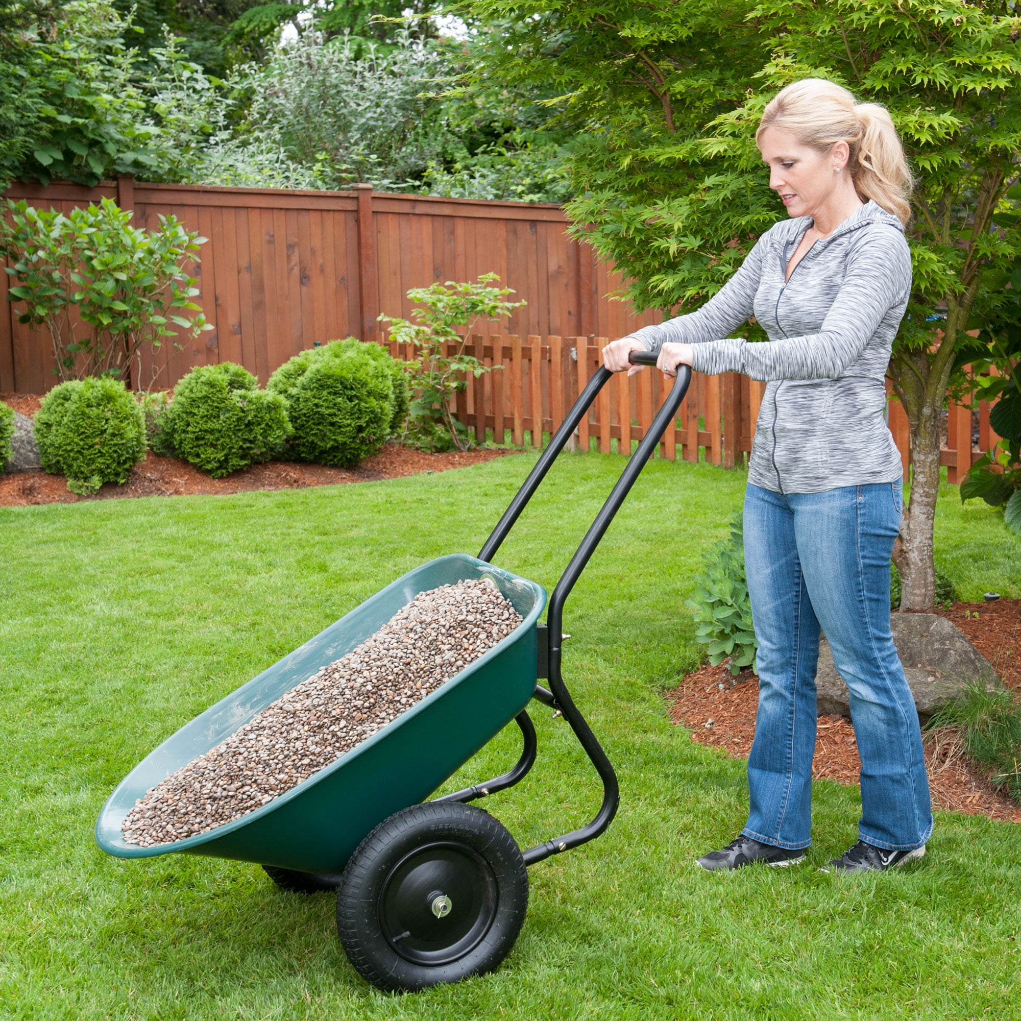 Best Choice Products Dual Wheel Home Yard Rover Wheelbarrow Garden Cart 