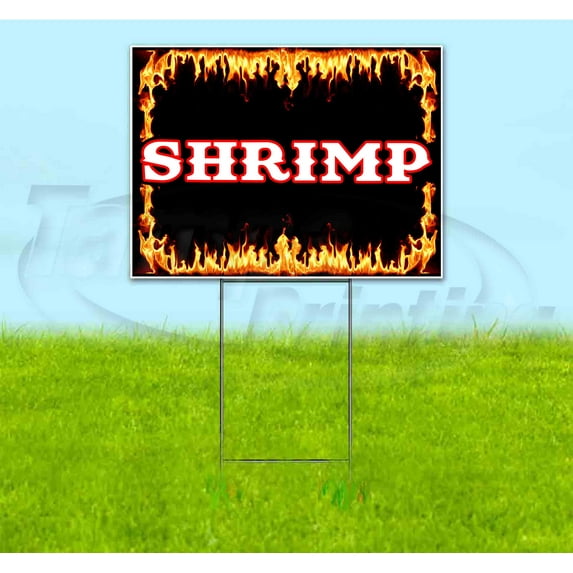 Shrimp (18" x 24") Yard Sign, Includes Metal Step Stake