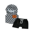 thumbnail image 1 of Ensemble de T-Shirts et Shorts à Capuche Sans Manches à Damier pour Bébé Garçon Été 2 Pièces, 1 of 7