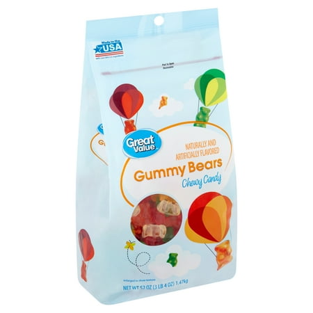 Great Value Gummy Bears Chewy Candy, 52 oz (Best Gummy Bears Brand)
