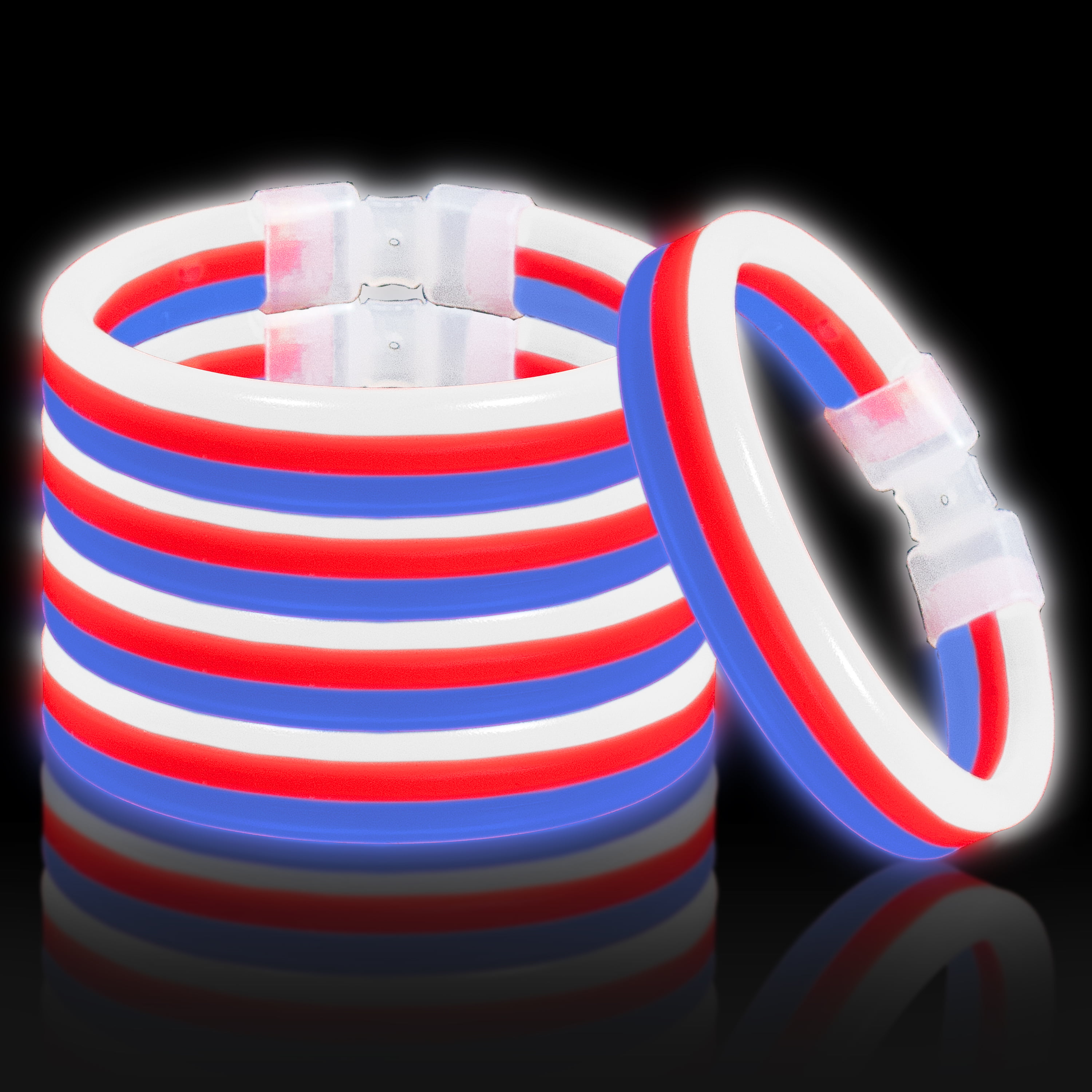 White And Blue Red 50-Pack 22 Inch Glow Necklaces 