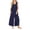 Navy, variant on Women's Sleeveless Wide Leg Jumpsuit Casual Loose Button Front Pocket Romper