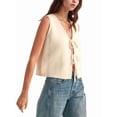 thumbnail image 2 of Women'S Summer Sleeveless Crochet Knit Tie Front Sweater Vest Apricot L, 2 of 9