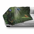 thumbnail image 2 of Butterfly Soft Flannel Fleece Throw Blanket, Deep Forest Rain Season Leaves Nature Print, Cozy Plush for Indoor and Outdoor Use, 50" x 70", Peacock Green Dark Cocoa, by Ambesonne, 2 of 5