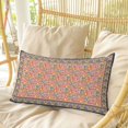 thumbnail image 4 of Purple Red Floral Boho Pillow Covers, Linen Long Throw Pillow Case, Vintage Ethnic Tribe Abstract Art Holiday Pillow Protector Decorative Cushion Cover for Living Room/Bedroom 12" x 20", 4 of 8