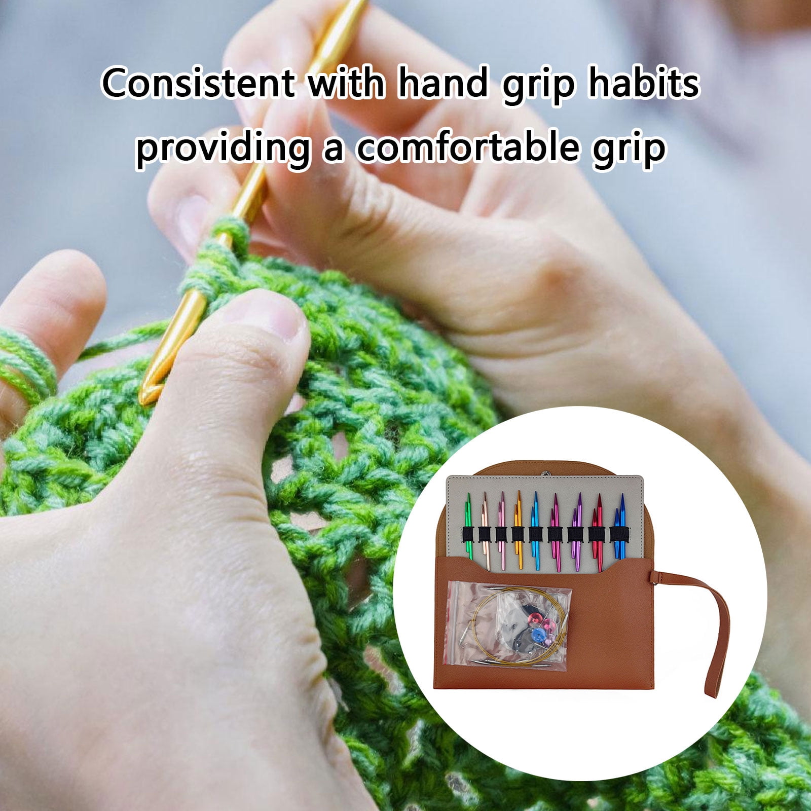 9Pairs of Aluminum Circular Knitting Needle Interchangeable Circular Knitting Needle Set for Knitting Sweater Sock Hat