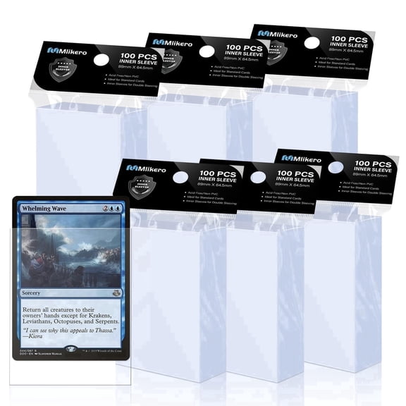 Mlikero 600 Pack Perfect Fit Inner Sleeves, Ultra Clear Inner Sleeves for Double-Sleeving, Compatible with MTG, TCG Cards