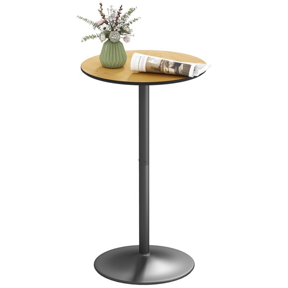 HOMCOM Round Bar Table, 40.2 Inch Modern Bar Height Pub Table, Natural Wood