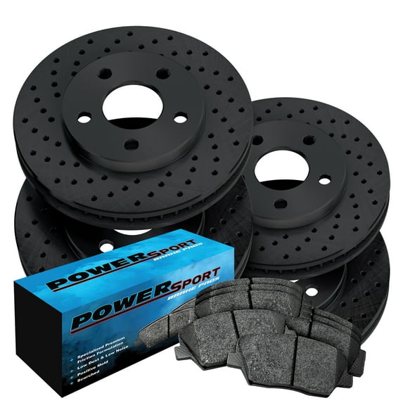 PowerSport Front Rear Brakes and Rotors Kit |Front Rear Brake Pads| Brake Rotors and Pads| Ceramic Brake Pads and Rotors |fits 2003-2007 Honda Accord, 2004-2008 Acura TSX