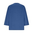 thumbnail image 6 of yoeyez Lace Tops for Women 3/4 Sleeve Notched V Neck T-shirts Dressy Casual Loose Collar Tunic Basic Ladies Work Blouses Blue,L, 6 of 7