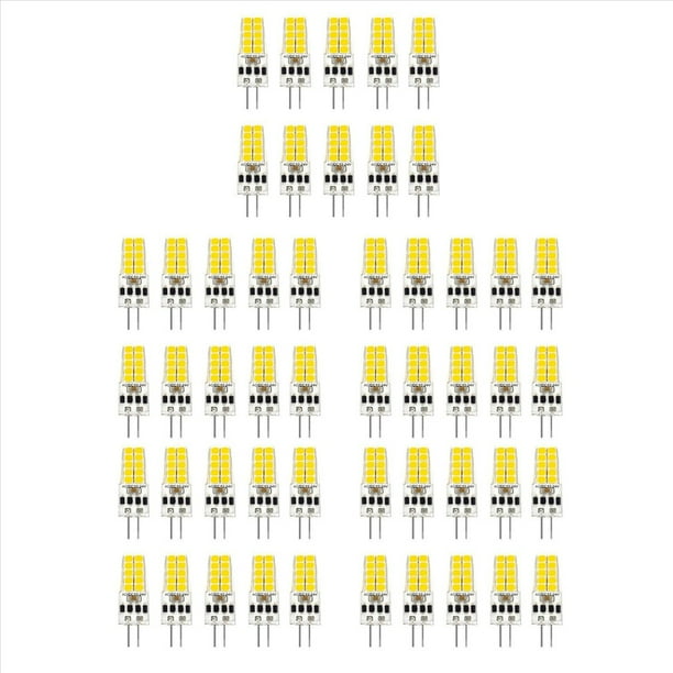 50 Piezas G4 Bombilla LED AC / DC12V-24V 3W LED G4 Luz 20LED 360 ÁNgulo de Haz de Luz 2835SMD Reemplazo de LáMpara HalóGena de 30W, FríO