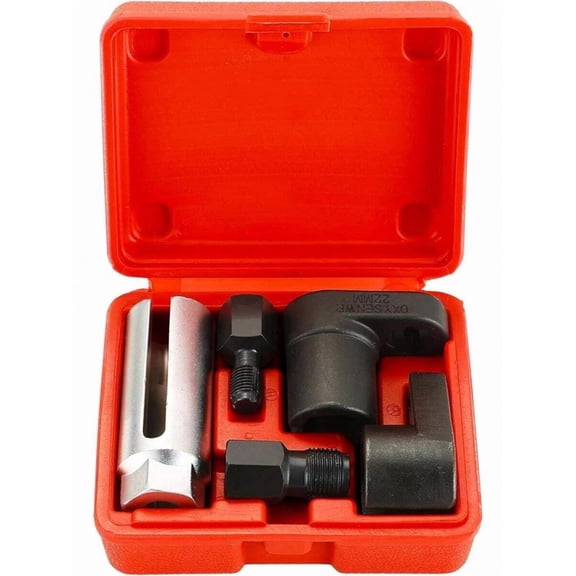 Oxygen Sensor Socket Set, 5Pc O2 Sensor Removal Tool & Thread Chaser Kit, Offset Wrench Vacuum Switch Socket 22mm 7/8" Auto Repair