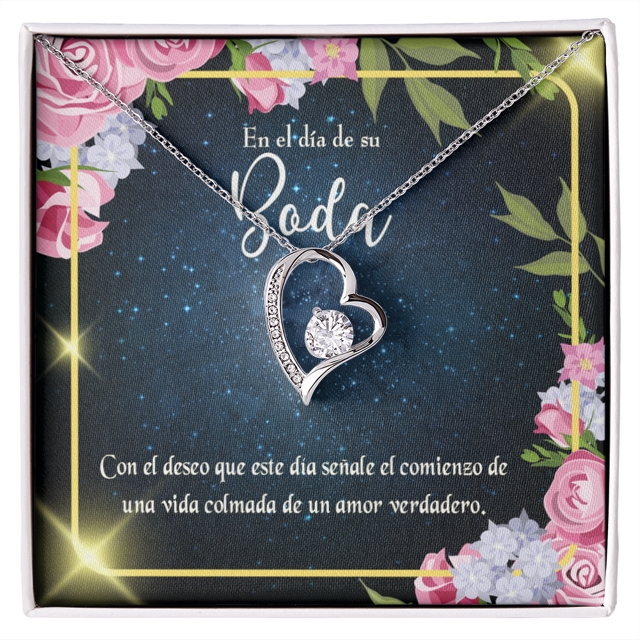 To My Wife En el día de su Boda Forever Necklace w Message Card