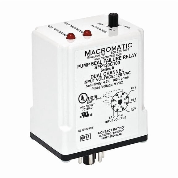 Macromatic Pump Seal Failure Relay,2-SPNO,120VAC SFP120C100
