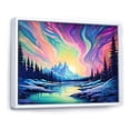 thumbnail image 2 of Designart "Kawaii Borealis Landscape I" Aurora Borealis Floater Framed Wall Art Living Room, 2 of 5