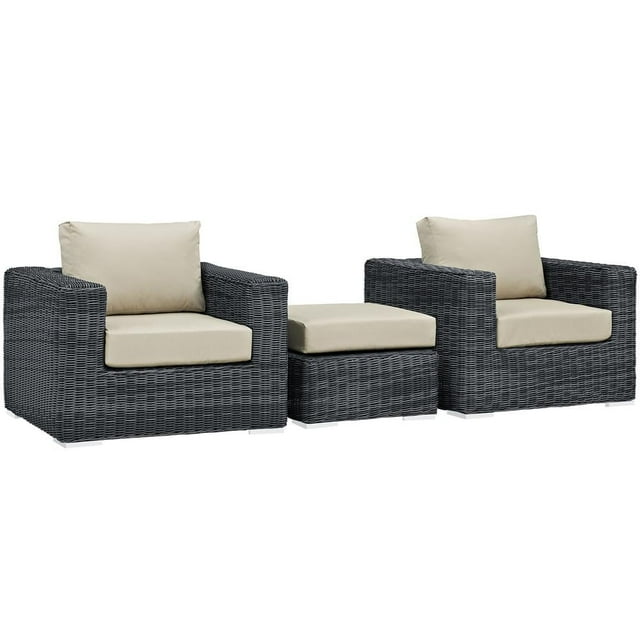 Modway Summon Ensemble Sectionnel de Patio Extérieur Sunbrella® de 3 Pcs en Toile Beige Antique