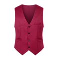 thumbnail image 2 of Joernso Simple Solid Color Men Suit Vest Slim Fit V-neck Sleeveless Single Breasted Leisure Party Bar Banquet Dress Waistcoat Workwear, 2 of 8