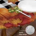 thumbnail image 3 of Maple Leaves Fall Round Tablecloth, Fitted Table Cover with Elastic for 36"-44" Round Tables, Thanksgiving Pumpkins Rustic Corn Retro Plaid Table Cloth Outdoor Dinning Party Waterproof Tablecloths, 3 of 7